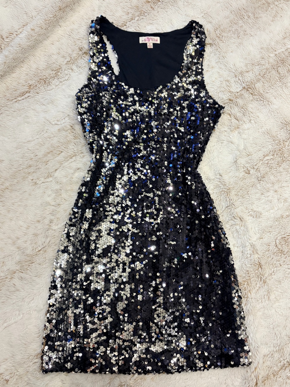 ✨RARE Y2K As U Wish Sequins Mini Dress Size Party Going Out Coquette Bodycon ✨